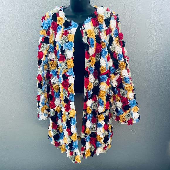 Jackets & Blazers - Handmade Multicolor Floral Jacket w/ Rain Coat Lining and So Many Flowers!!
